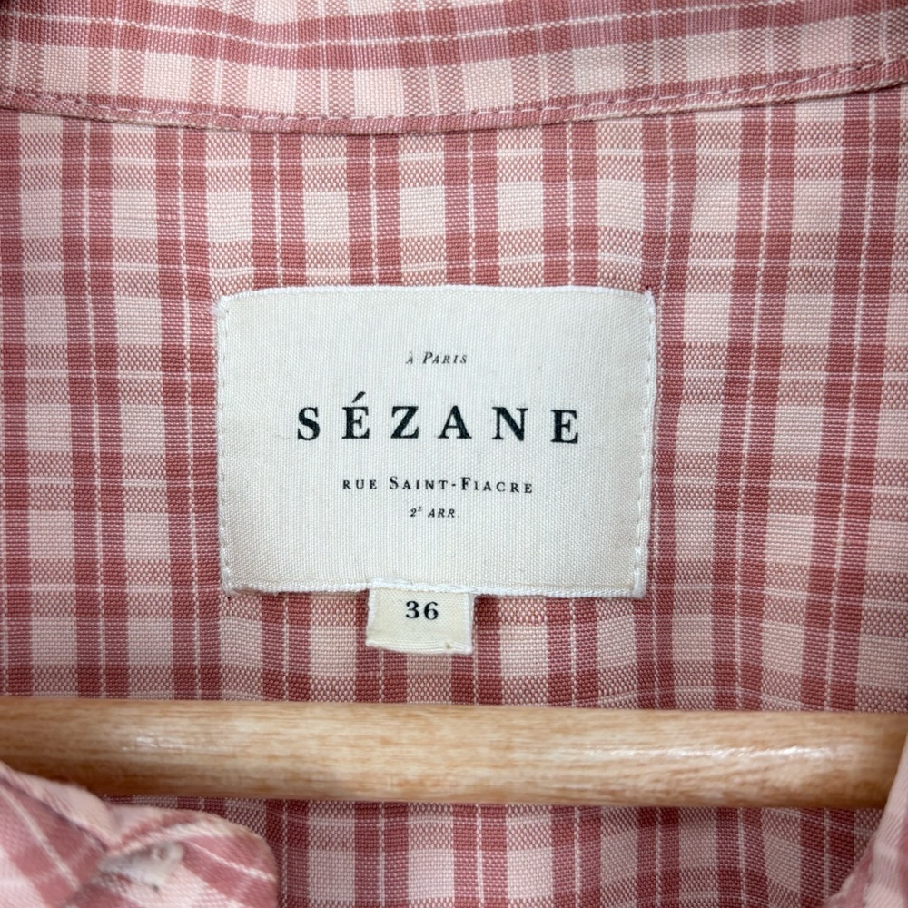 Sézane Jamey Linen Blend Wrap Shirt Mini Dress Size EU 36 US 4 Rose Pink - Picture 5 of 14